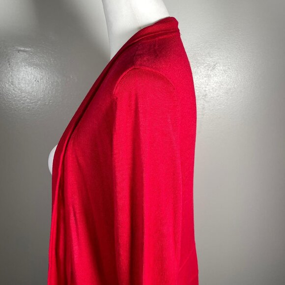 Premise Studio Red Shawl Neck Open Front 3/4 Sleeve Cardigan Sweater S - Picture 6 of 12